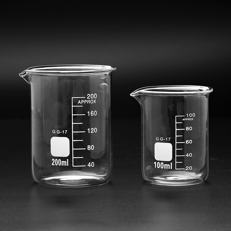 Vaso de precipitados de vidrio de borosilicato 3.3 resistente al calor de laboratorio